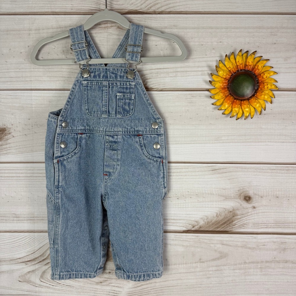 Classic Pooh Baby Denim Overalls Size 3-6 Months Blue Cotton Casual